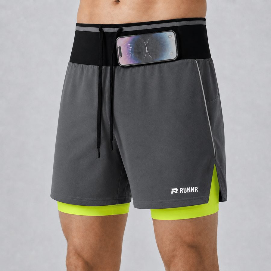 Phone stored in the Marathon Pro Shorts waistband