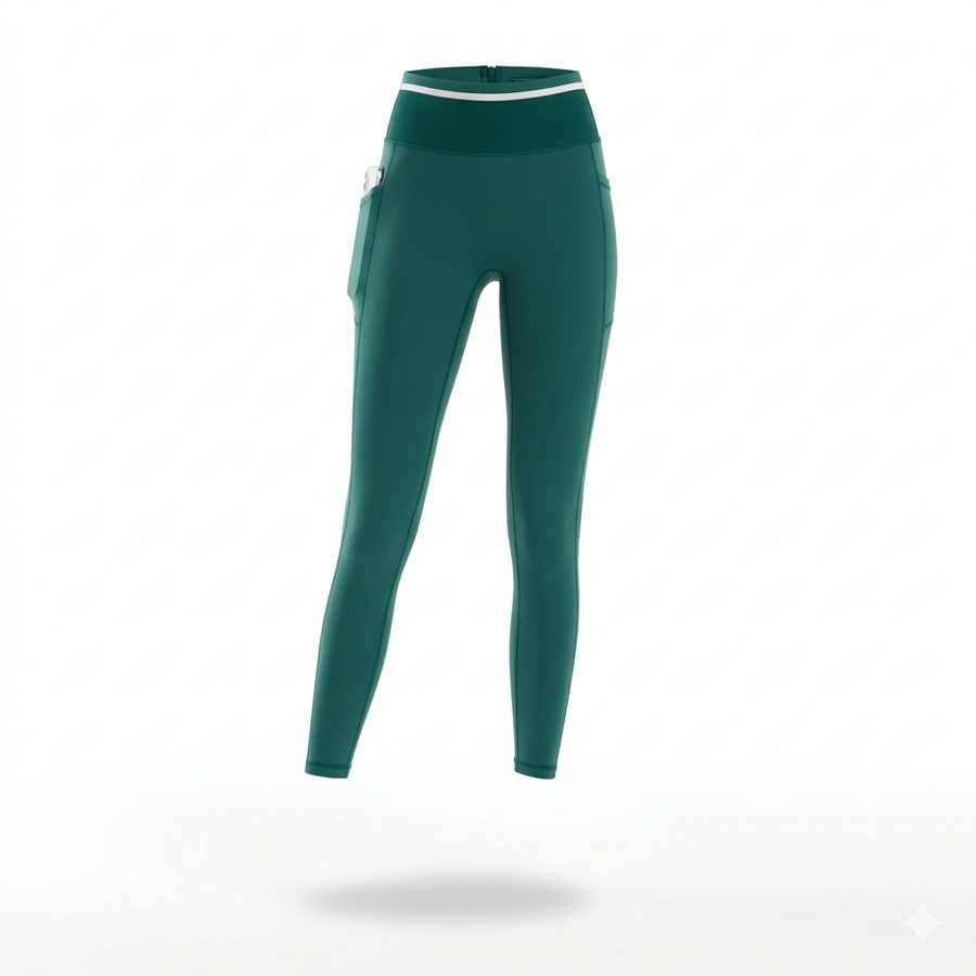 RUNNR High-Rise Running Tights in evergreen